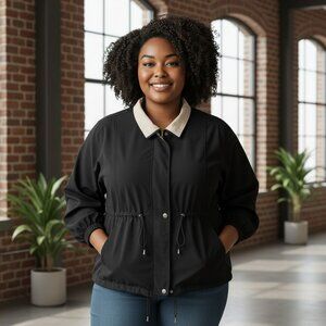 Giorgio Morandi Womens Size 1X Black Full Zip Front Snap Button  Coat